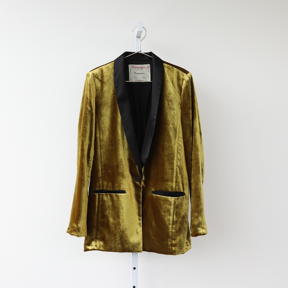 Anthropologie Cartonnier Metallic Yellow Blazer